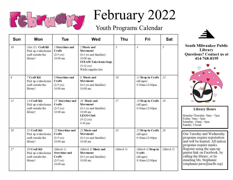 February 2022 Children's Calendar